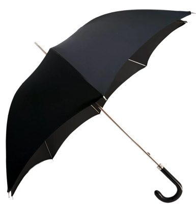 IlMarchesato's Classic Gentlemen's Black Umbrella With Leather Handle